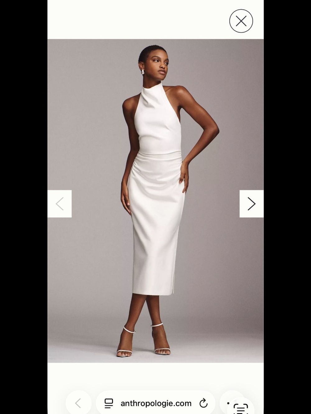Sculpted Ivory Halter Midi Dress